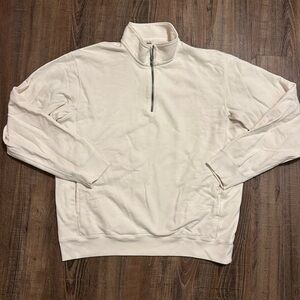 Uniqlo Men's Off-White Quarter Zip Sweater